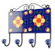 Navy Blue And Red Ceramic Floral Tiles Hook 